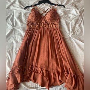 Rusted orange color boho dress